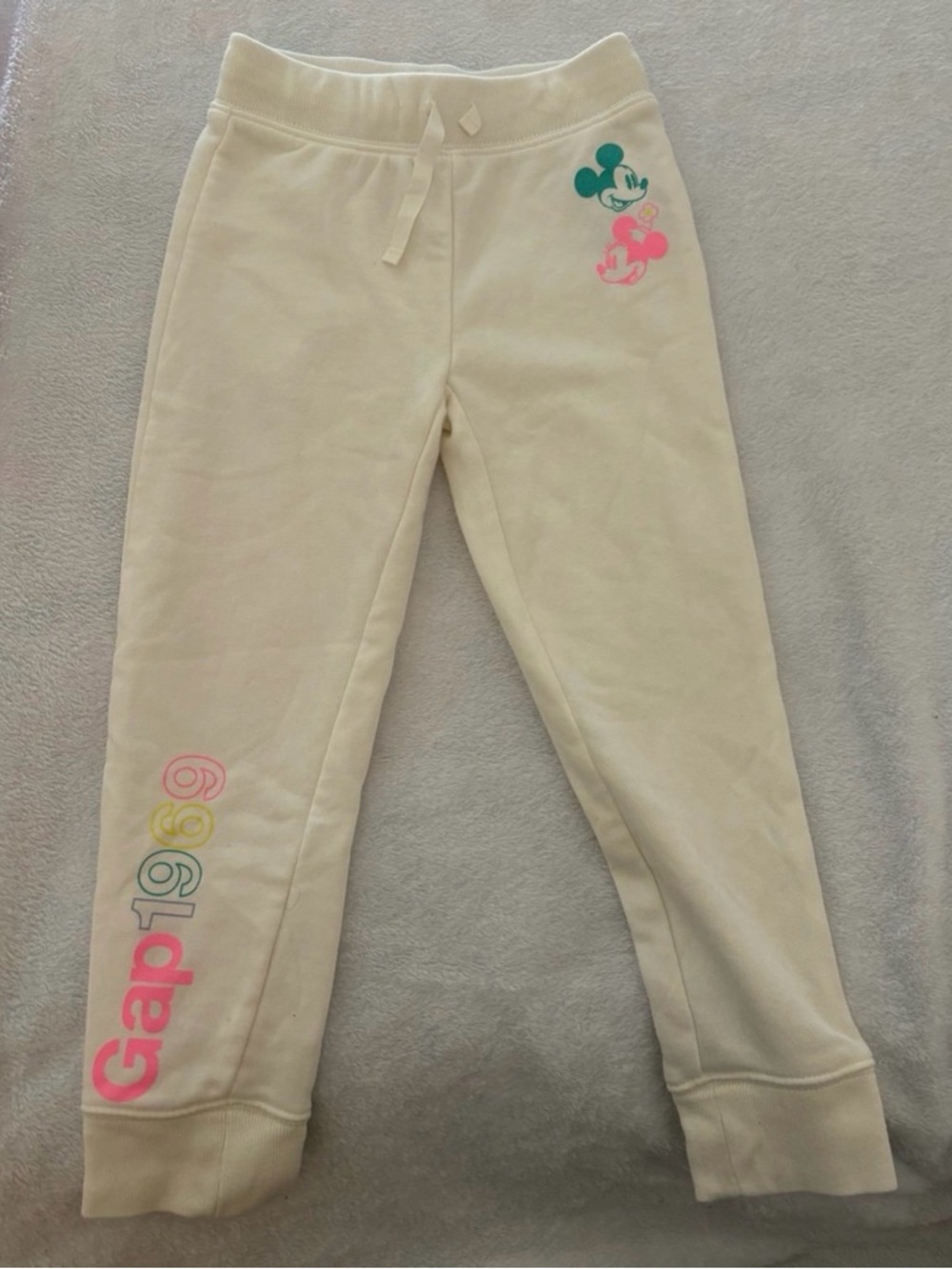 Baby Gap Sweatpants Minnie & Mickey Neon Pink Teal Accents PLAY! HAS STAIN!